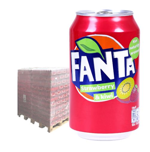 Fanta Fraise-Kiwi 24 x 330 ml, Origine DE/DK , 99 Barquettes / Europalette