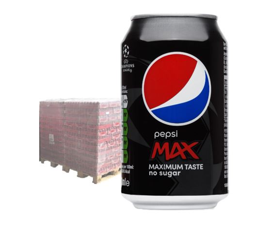 Pepsi Max 24 x 330 ml, Origine DE/DK, 99 barquettes / Europalette