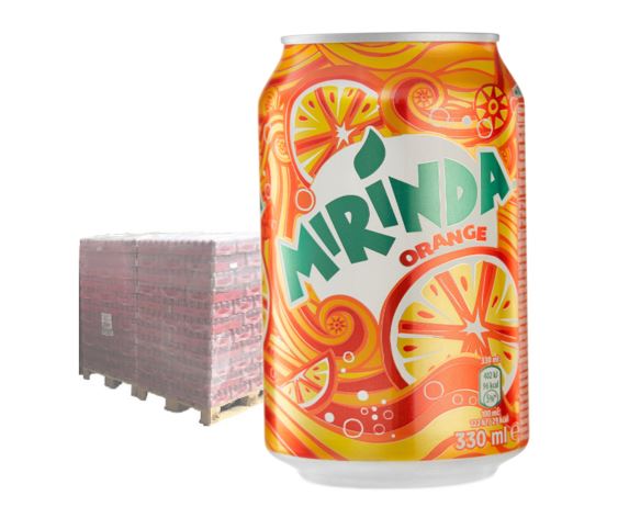 Mirinda 24 x 330 ml, Origine DE/DK, 99 barquettes / Europalette